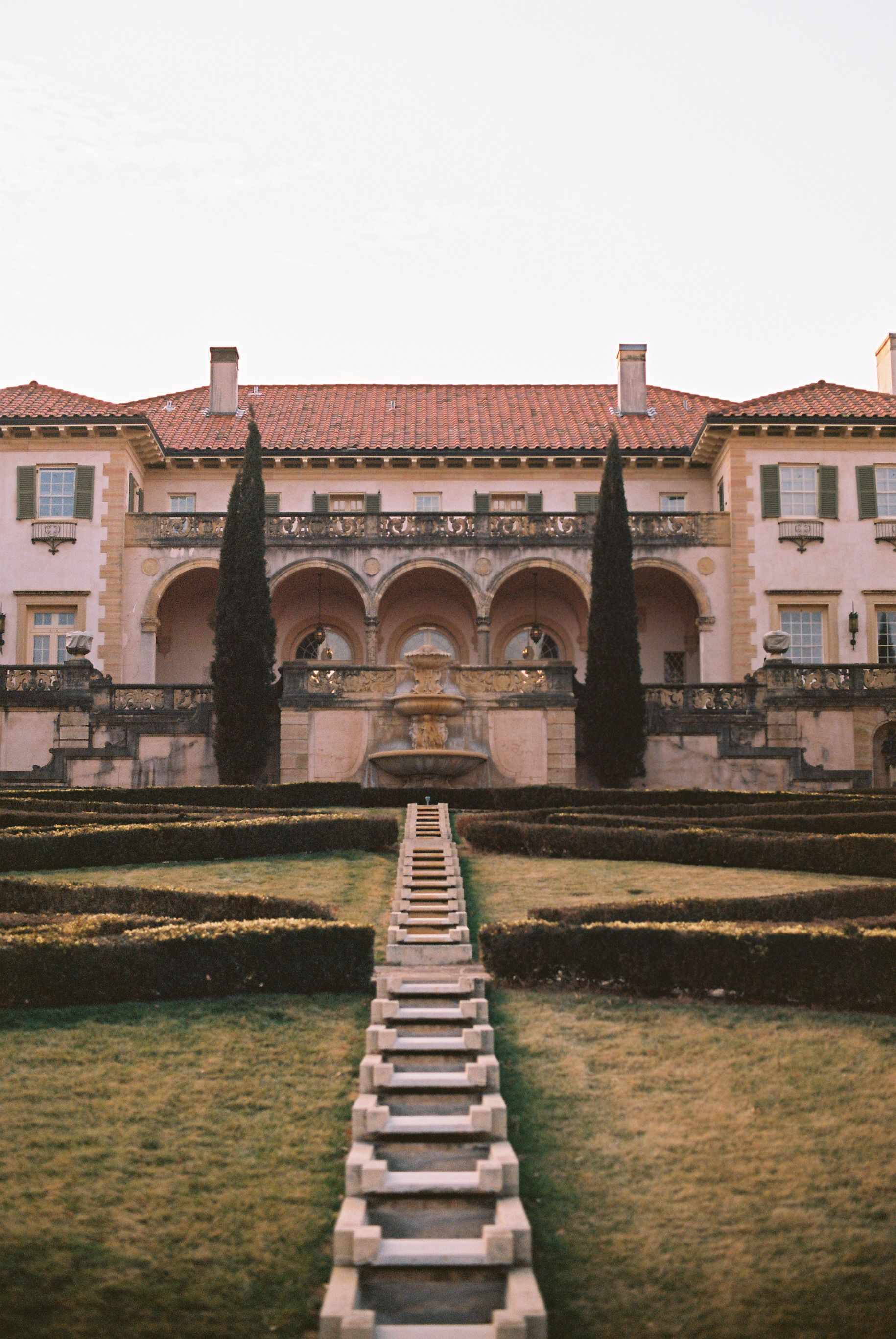 A classical residence overlooking formal gardens