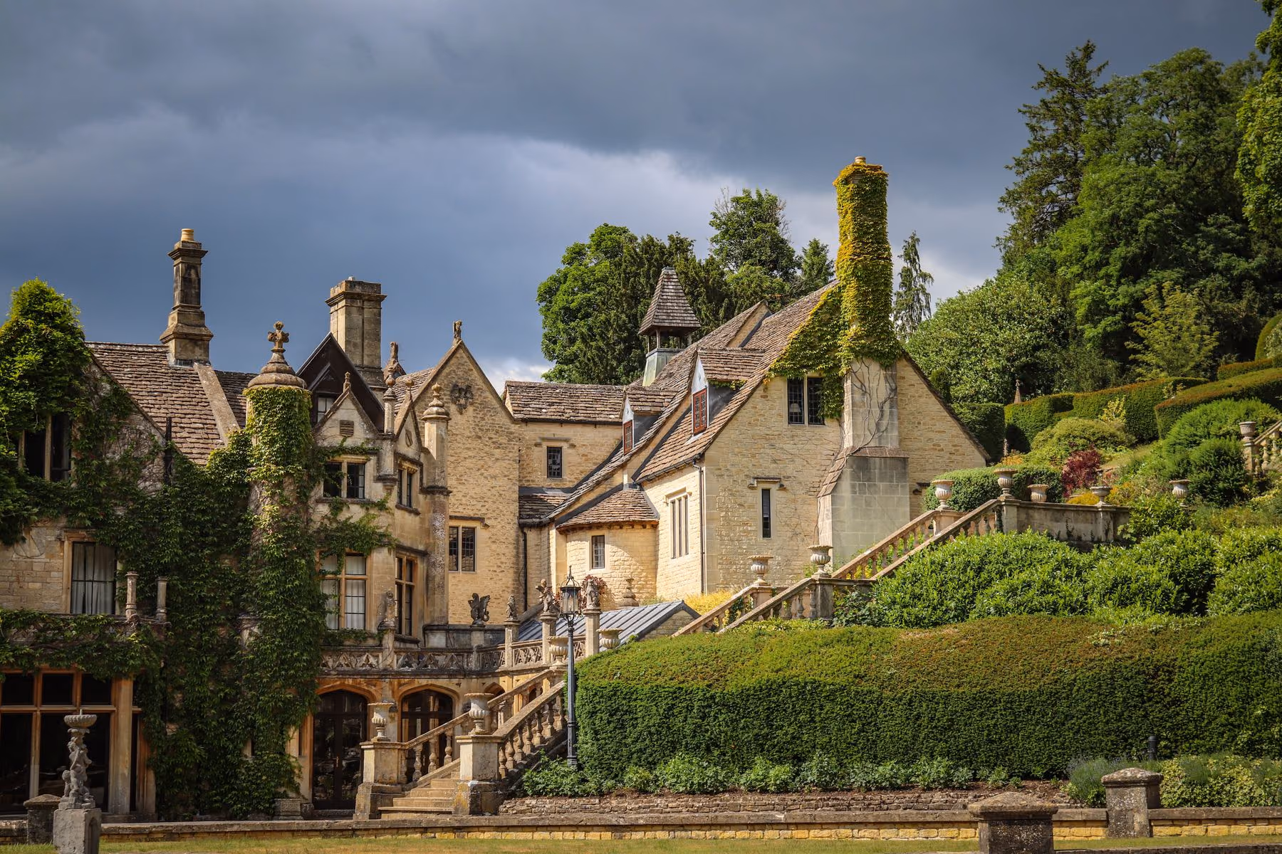 A substantial stone country estate in mature grounds